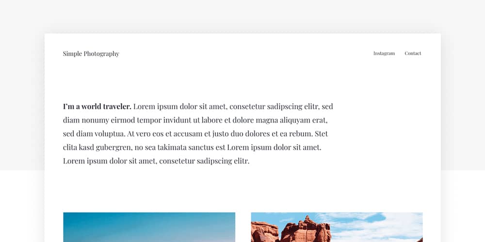 Simple Photography Blog UI Template