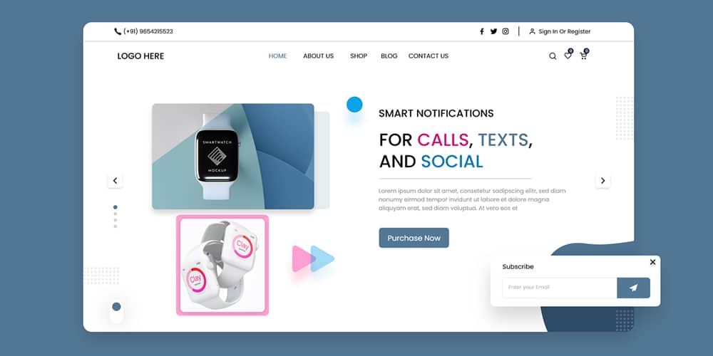 Smart watch landing page