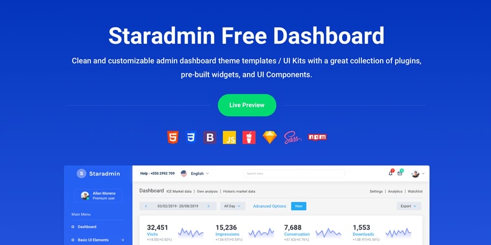 StarAdmin Admin XD Template