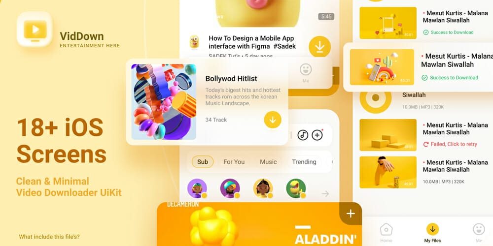 Video and Music Downloader App UI Kit