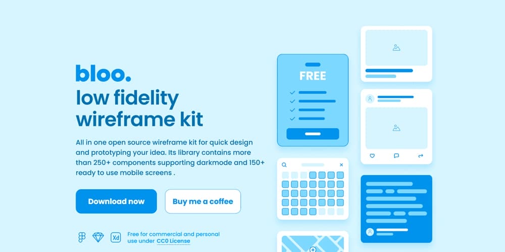 bloo low fidelity wireframe kit