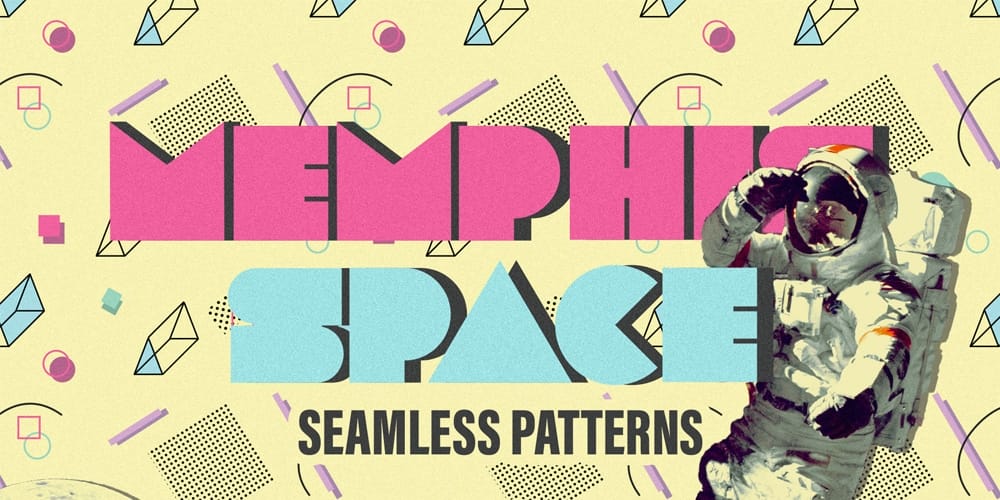 Memphis Space Seamless Patterns 