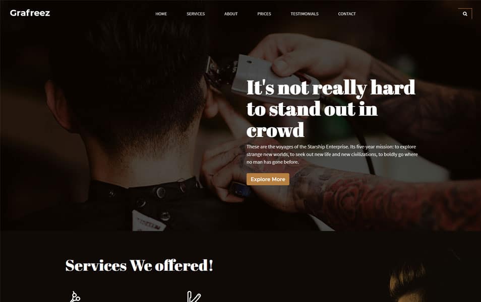 Razor Barbershop Website Template