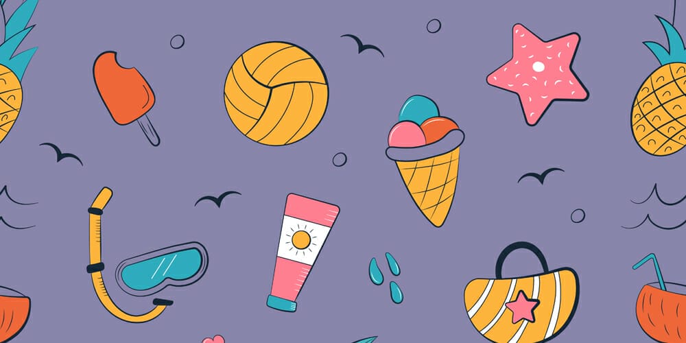 Summer Seamless Doodle Pattern