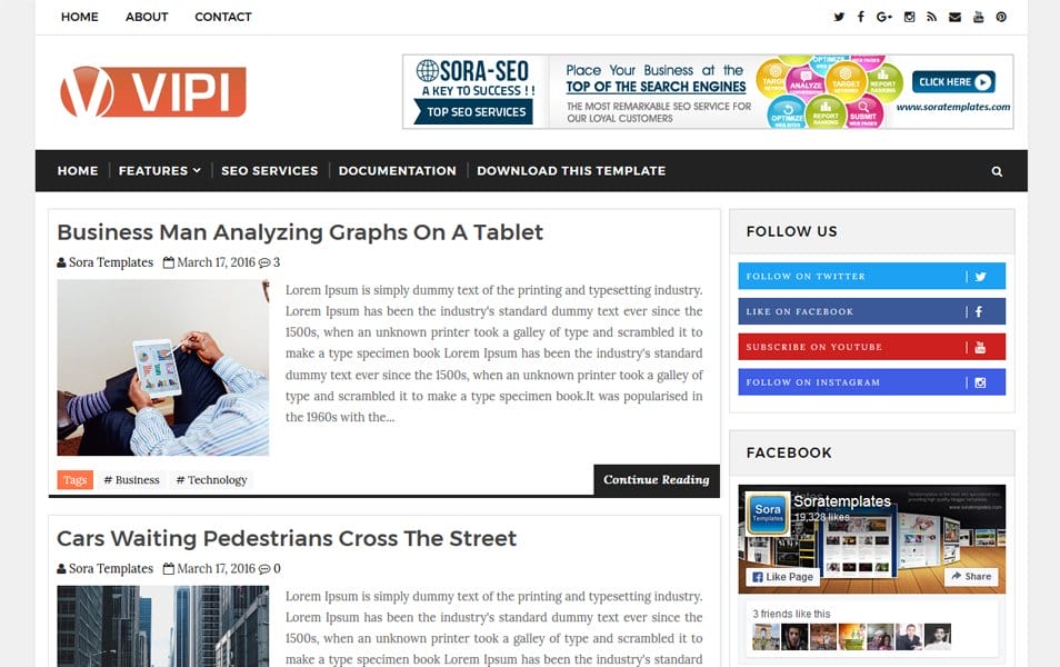 VIPI Blog Responsive Blogger Template