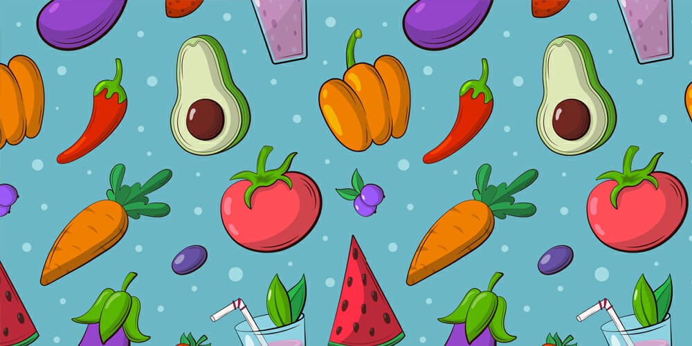 Vegan Food Seamless Pattern