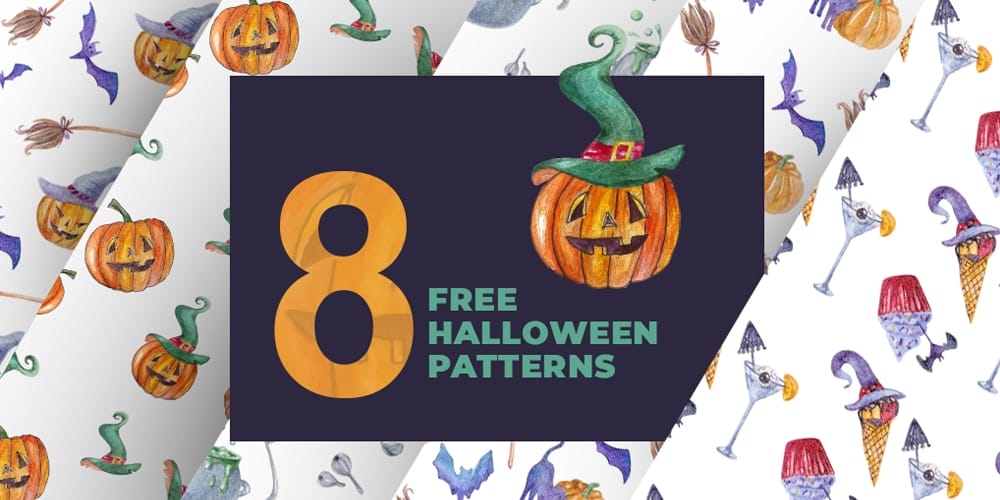 Watercolor Halloween Seamless Patterns