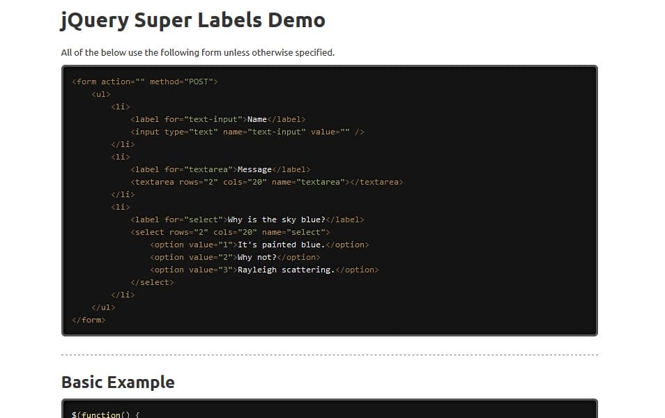 jQuery Super Labels Plugin