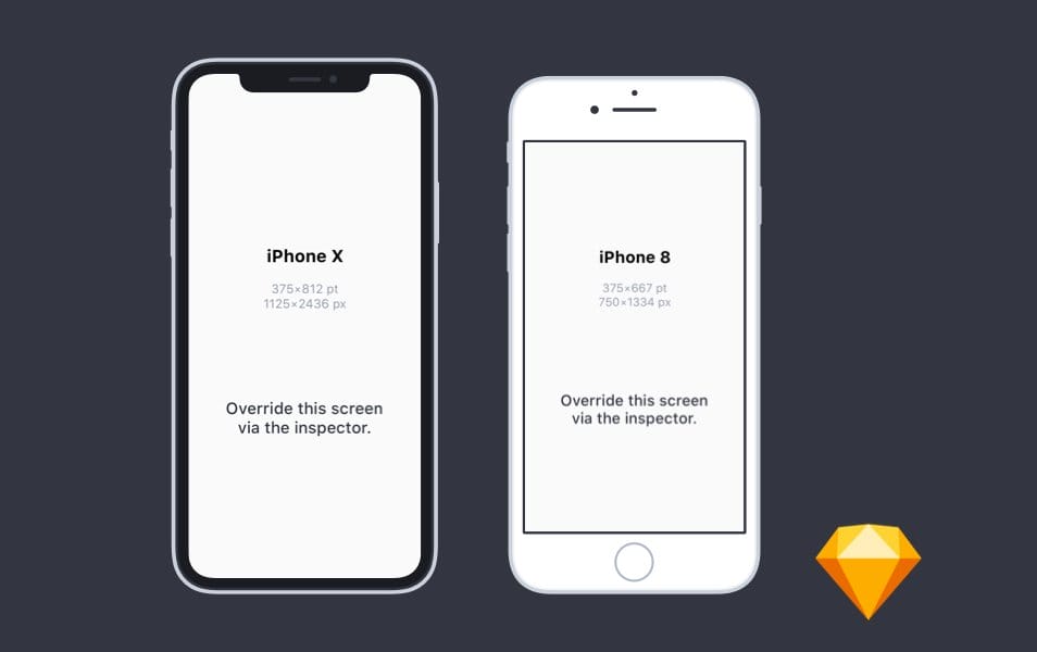 Flat iPhone X and iPhone 8 Mockups for Sketch
