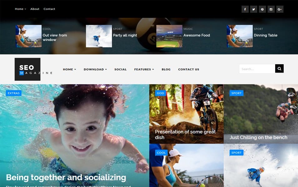 SEO Sports Responsive Blogger Template