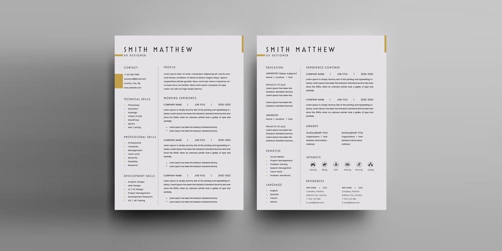 2 Pages CV Resume Template