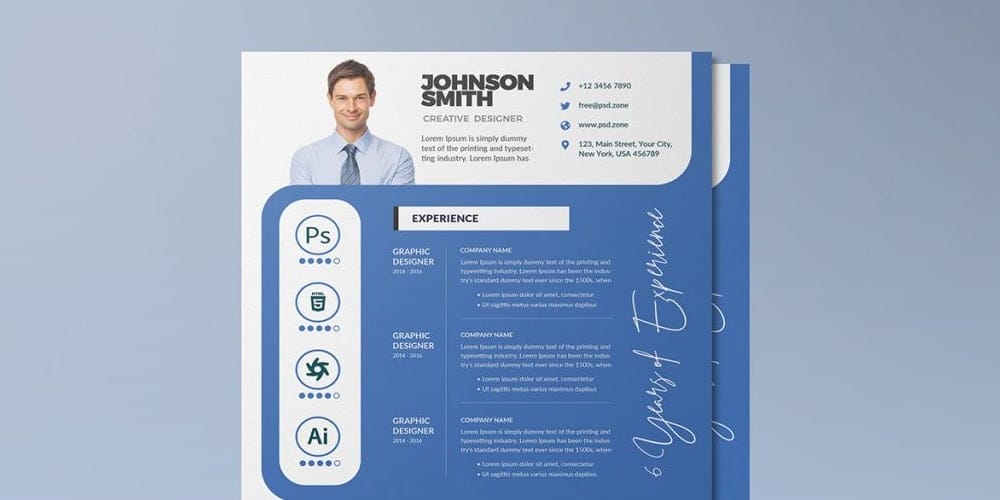 A4 Size Resume CV Template PSD