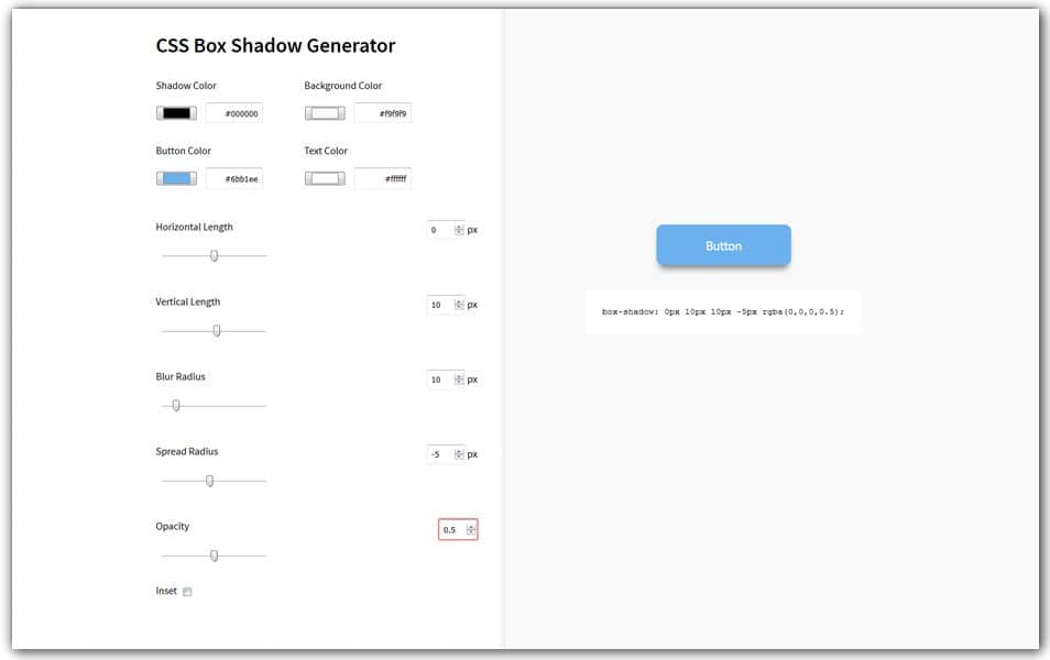 CSS Box Shadow Generator