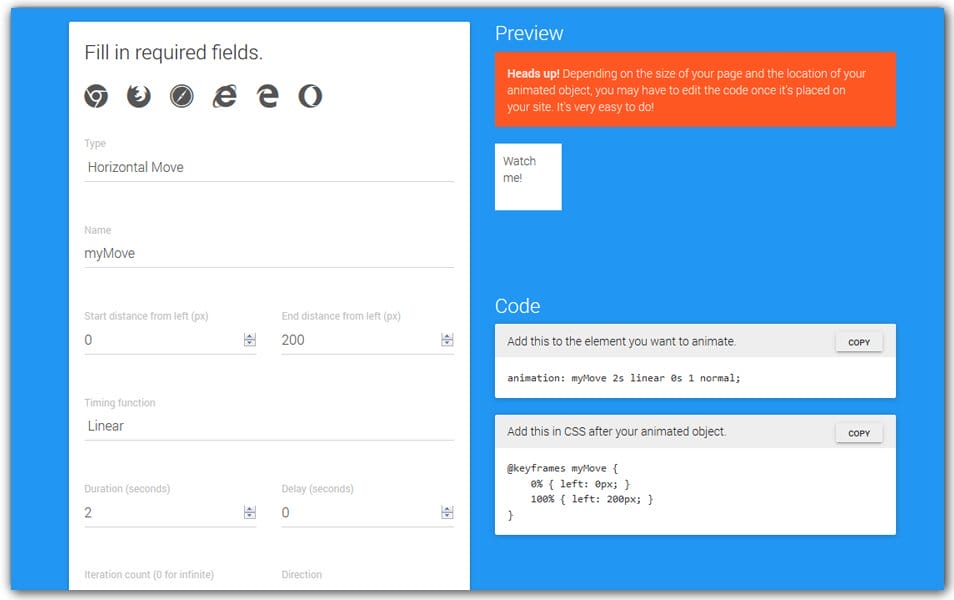CSS3 Animation Generator | Webcode Tools