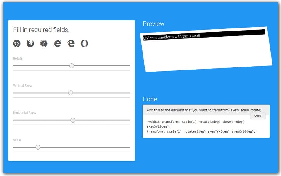 CSS3 Transform Generator | Webcode Tools