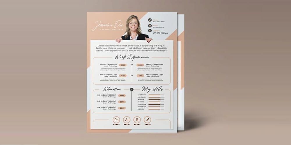 Clean Resume CV Template PSD