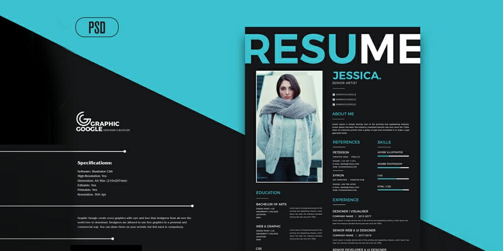 Creative A4 CV Resume Template Design