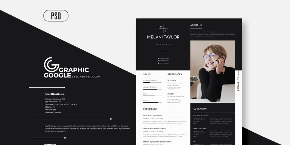 Creative Modern CV Resume With Cover Letter For Designers