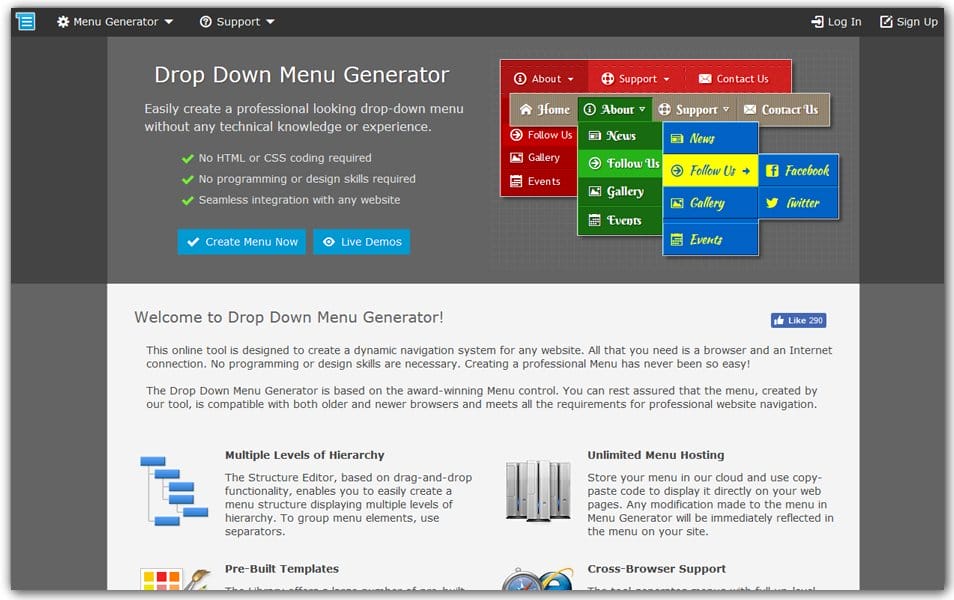 Drop Down Menus Online Generator