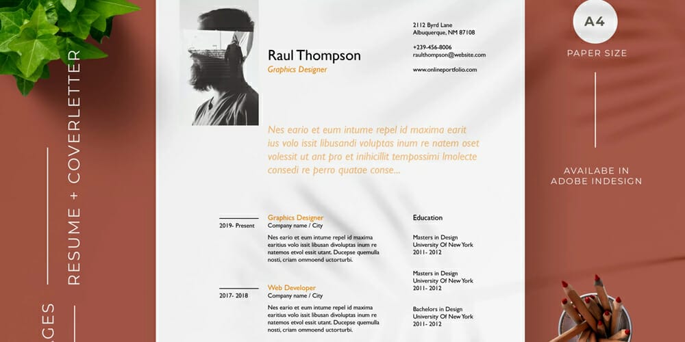 Minimal and Modern Resume Template
