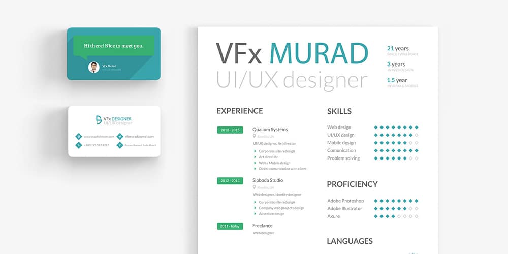 Resume and Business Card Design PSD