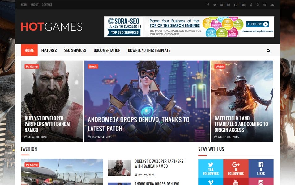Hot Games Gaming Responsive Blogger Template