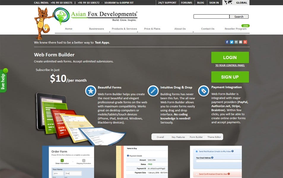 Web Form Builder | Asian Fox Developments