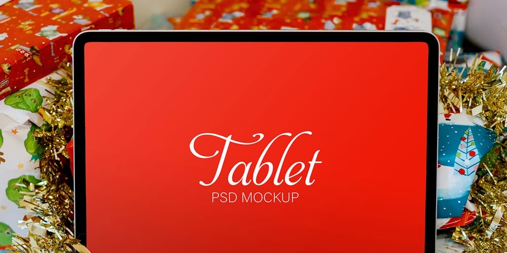 Christmas Theme Tablet Mockup PSD