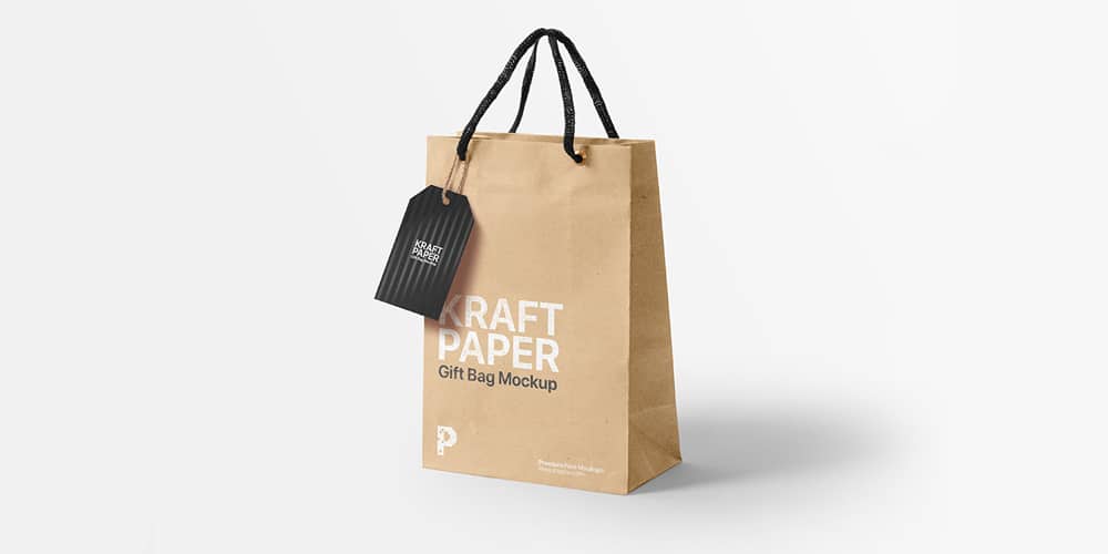 Kraft Paper Gift Bag Mockup
