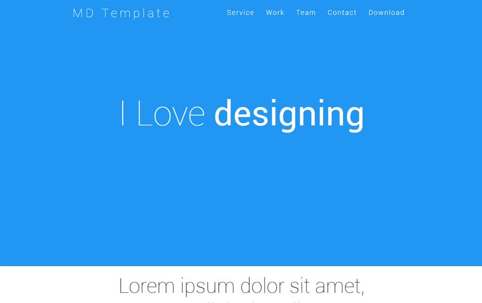 Material Design One Page HTML Template