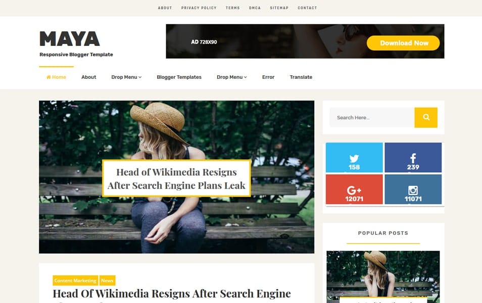 Maya Responsive Blogger Template