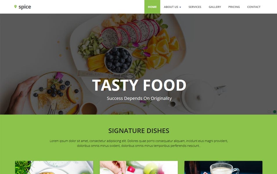 Spice Restaurant Material Design Website Template
