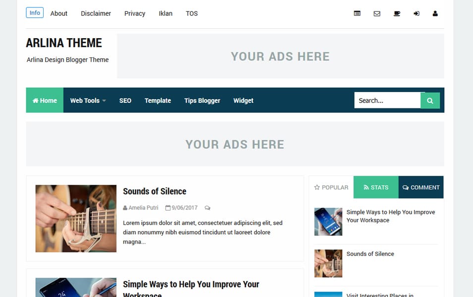 Arlina Responsive Blogger Template