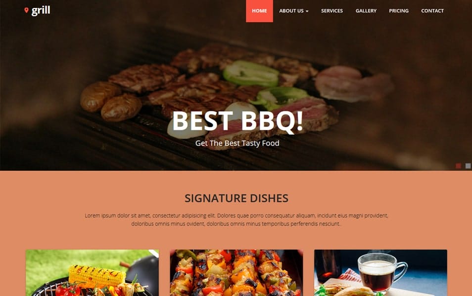Grill Free Responsive Restaurant Website Template