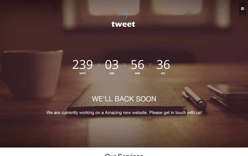Tweet Coming Soon Material Design Web Template