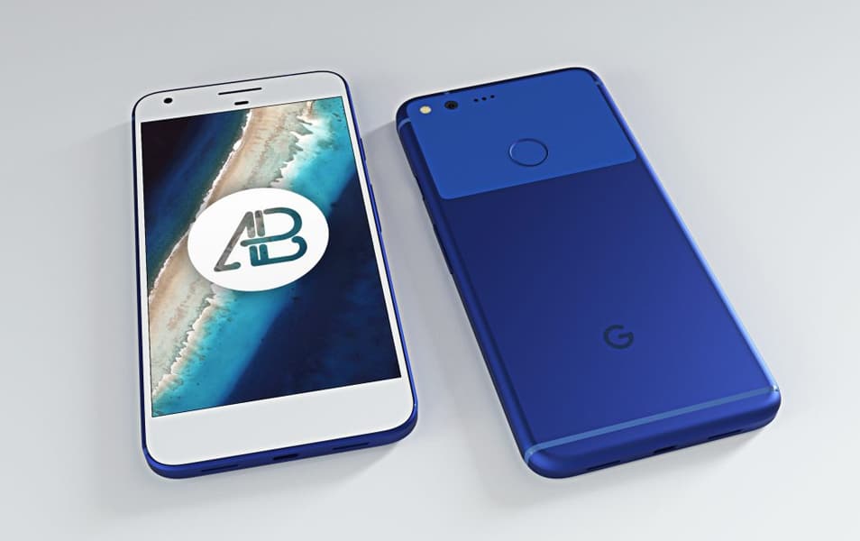 Realistic Really Blue Google Pixel XL Mockup