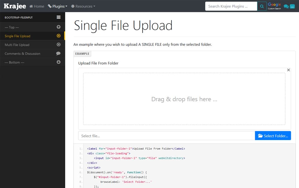 filedrop uploader