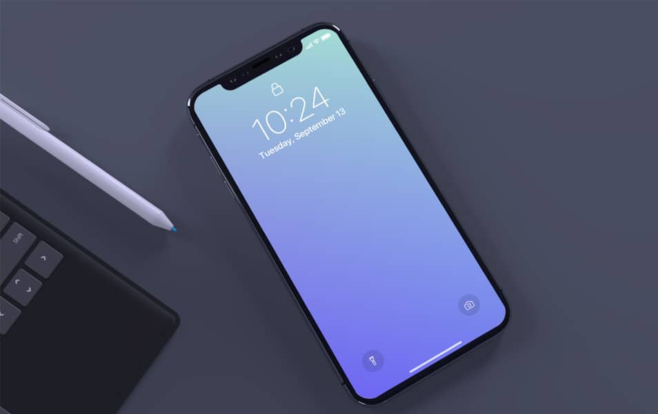 Top view of iPhone X mockup