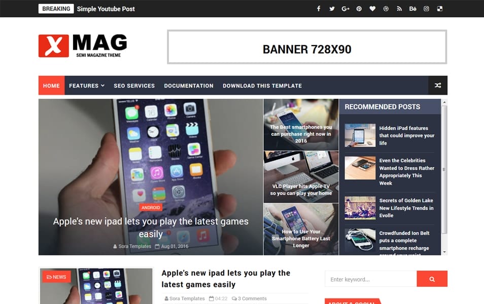 X Mag Responsive Blogger Template