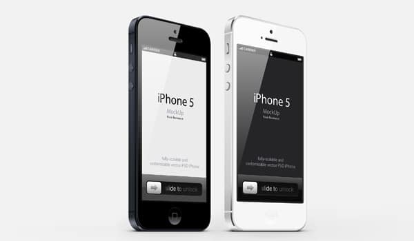 3-4 View iPhone 5 PSD Vector Mockup