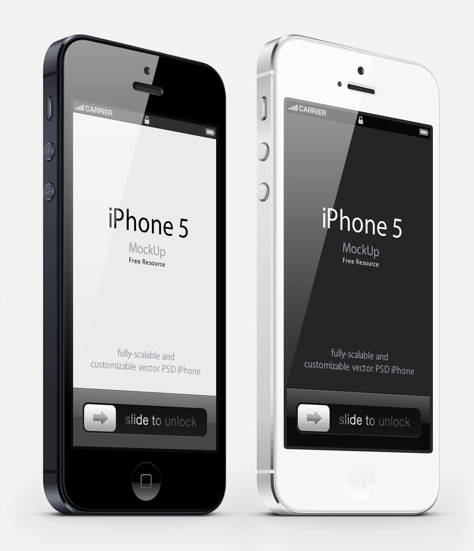 3-4 View iPhone 5 PSD Vector Mockup