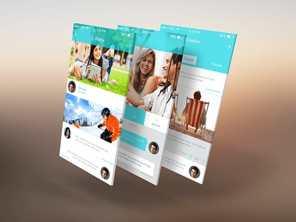 3D Mobile App Screens Mock-Up