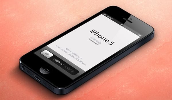 3D View iPhone 5 PSD Vector Mockup