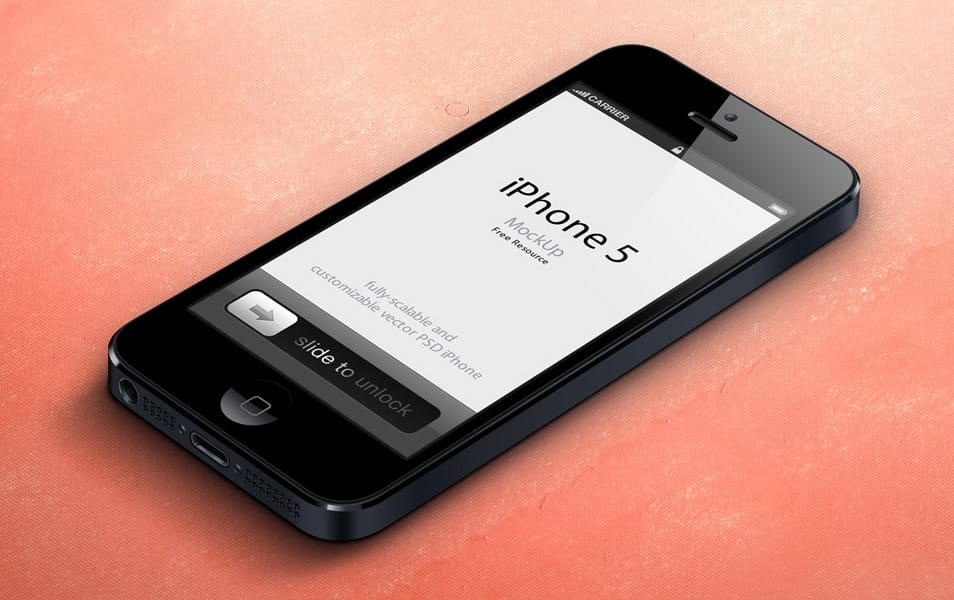 3D View iPhone 5 PSD Vector Mockup