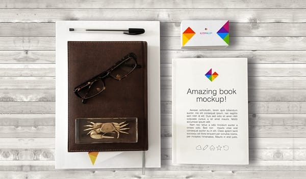 Book And Business Card Mockup
