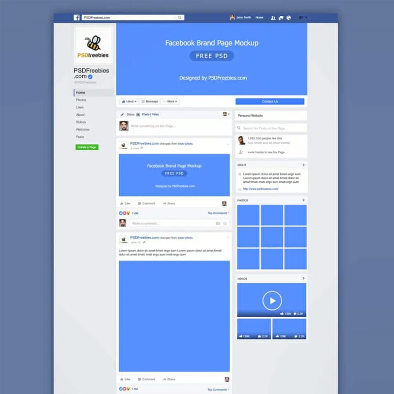 Facebook New Brand Page 2016 Mockup PSD
