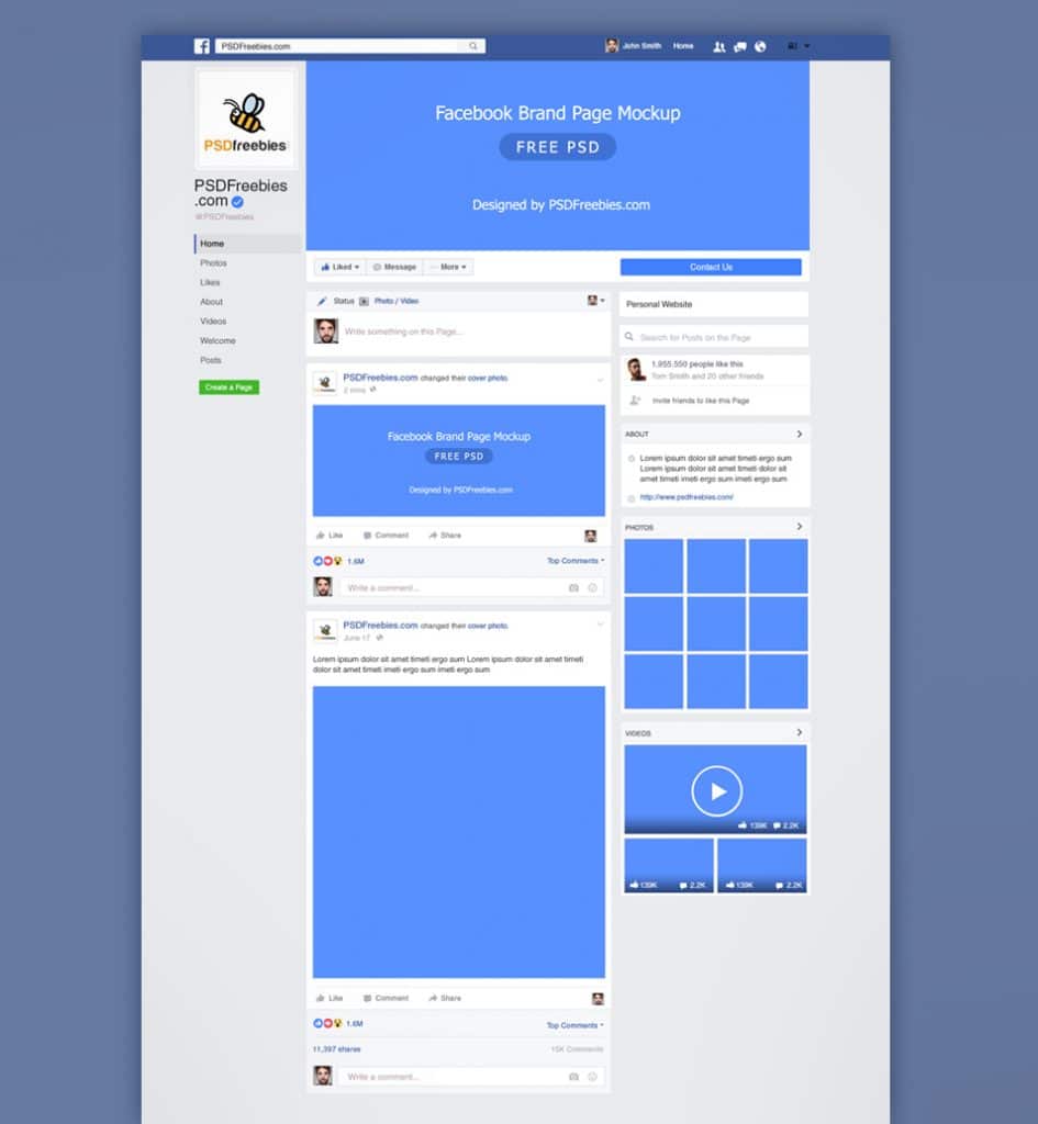 Facebook New Brand Page 2016 Mockup PSD » CSS Author