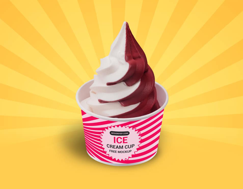 Free Ice Cream Cup Mockup PSD