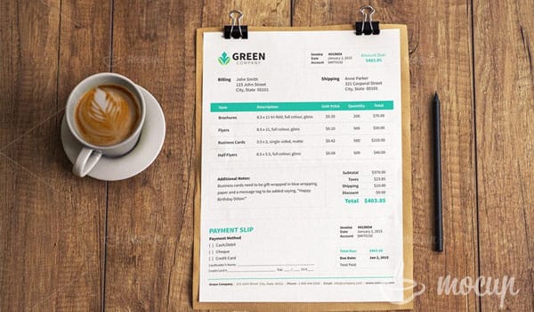 Free Invoice PSD Mockup template