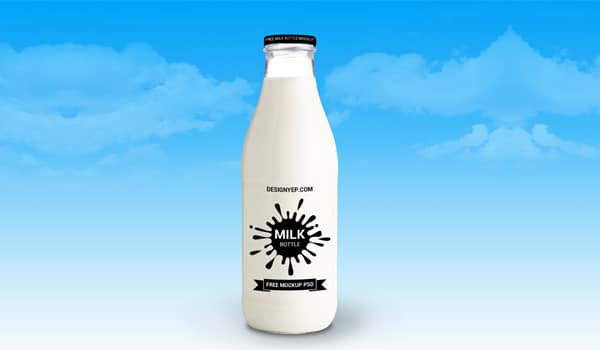 Free Milk Bottle Mockup PSD